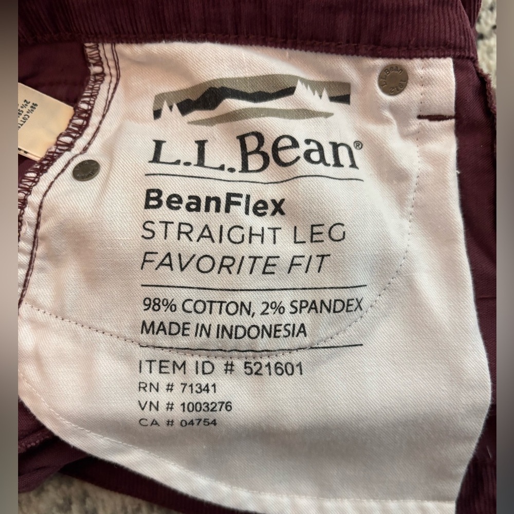 L.L. Bean BeanFlex Straight Leg Favorite Fit Mid-Rise Corduroy Pants - Picture 2 of 10